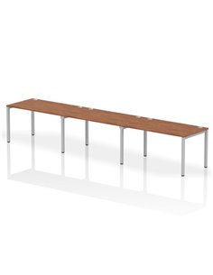 Dynamic Impulse Bench Single Row 3 Person 1400 Silver Frame Office Bench Desk Walnut IB00332