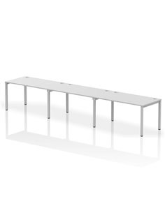 Dynamic Impulse Bench Single Row 3 Person 1400 Silver Frame Office Bench Desk White IB00333