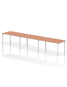 Dynamic Impulse Bench Single Row 3 Person 1400 White Frame Office Bench Desk Beech IB00334