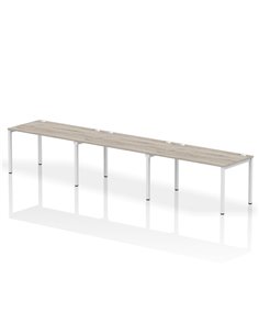 Dynamic Impulse Bench Single Row 3 Person 1400 White Frame Office Bench Desk Grey Oak IB00335