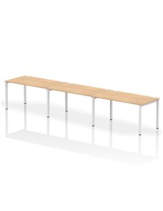 Dynamic Impulse Bench Single Row 3 Person 1400 White Frame Office Bench Desk Maple IB00336