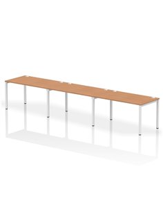 Dynamic Impulse Bench Single Row 3 Person 1400 White Frame Office Bench Desk Oak IB00337