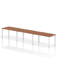 Dynamic Impulse Bench Single Row 3 Person 1400 White Frame Office Bench Desk Walnut IB00338