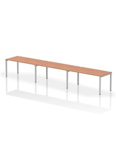 Dynamic Impulse Bench Single Row 3 Person 1600 Silver Frame Office Bench Desk Beech IB00340
