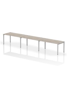 Dynamic Impulse Bench Single Row 3 Person 1600 Silver Frame Office Bench Desk Grey Oak IB00341
