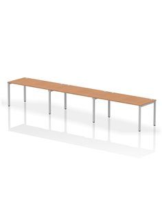 Dynamic Impulse Bench Single Row 3 Person 1600 Silver Frame Office Bench Desk Oak IB00343