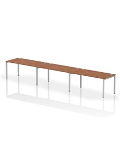 Dynamic Impulse Bench Single Row 3 Person 1600 Silver Frame Office Bench Desk Walnut IB00344