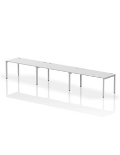 Dynamic Impulse Bench Single Row 3 Person 1600 Silver Frame Office Bench Desk White IB00345