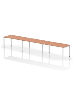 Dynamic Impulse Bench Single Row 3 Person 1600 White Frame Office Bench Desk Beech IB00346