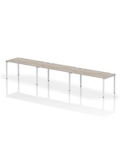 Dynamic Impulse Bench Single Row 3 Person 1600 White Frame Office Bench Desk Grey Oak IB00347