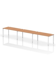 Dynamic Impulse Bench Single Row 3 Person 1600 White Frame Office Bench Desk Oak IB00349
