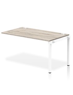 Dynamic Impulse Bench Single Row Ext Kit 1400 White Frame Office Bench Desk Grey Oak IB00371
