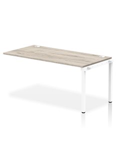 Dynamic Impulse Bench Single Row Ext Kit 1600 White Frame Office Bench Desk Grey Oak IB00383