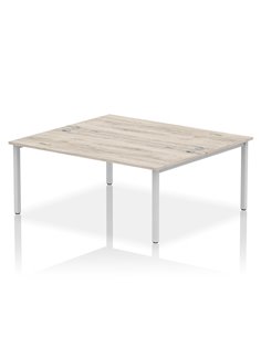 Dynamic Impulse Bench B2B 2 Person 1800 Silver Frame Office Bench Desk Grey Oak IB00389