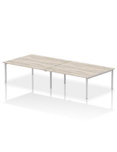 Dynamic Impulse Bench B2B 4 Person 1800 Silver Frame Office Bench Desk Grey Oak IB00401