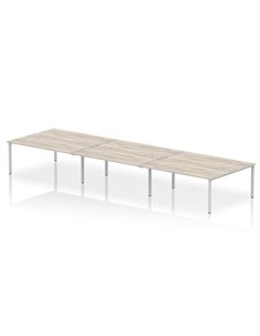 Dynamic Impulse Bench B2B 6 Person 1800 Silver Frame Office Bench Desk Grey Oak IB00413