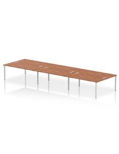 Dynamic Impulse Bench B2B 6 Person 1800 Silver Frame Office Bench Desk Walnut IB00416