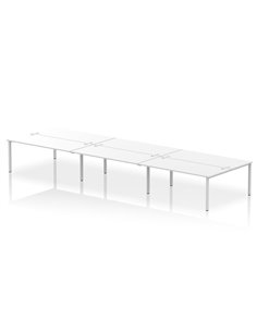 Dynamic Impulse Bench B2B 6 Person 1800 Silver Frame Office Bench Desk White IB00417