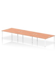 Dynamic Impulse Bench B2B 6 Person 1800 White Frame Office Bench Desk Beech IB00418