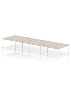 Dynamic Impulse Bench B2B 6 Person 1800 White Frame Office Bench Desk Grey Oak IB00419