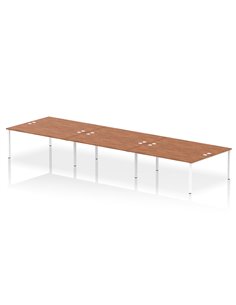 Dynamic Impulse Bench B2B 6 Person 1800 White Frame Office Bench Desk Walnut IB00422
