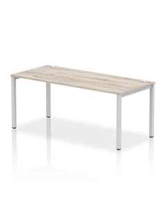 Dynamic Impulse Bench Single Row 1800 Silver Frame Office Bench Desk Grey Oak IB00437