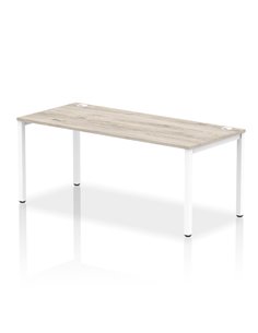 Dynamic Impulse Bench Single Row 1800 White Frame Office Bench Desk Grey Oak IB00443