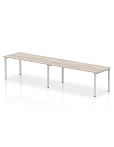 Dynamic Impulse Bench Single Row 2 Person 1800 Silver Frame Office Bench Desk Grey Oak IB00449