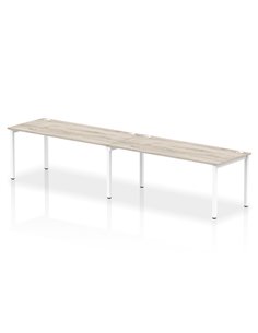 Dynamic Impulse Bench Single Row 2 Person 1800 White Frame Office Bench Desk Grey Oak IB00455