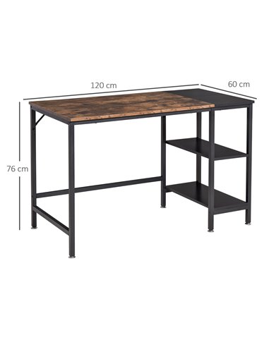 HOMCOM Computer Desk, Home Office Desk for Study, Writing with 2 Storage Shelves on Left or Right, Steel Frame, 120x60x76cm
