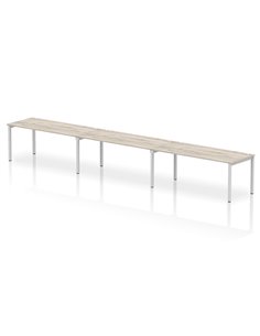 Dynamic Impulse Bench Single Row 3 Person 1800 Silver Frame Office Bench Desk Grey Oak IB00461