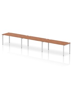 Dynamic Impulse Bench Single Row 3 Person 1800 Silver Frame Office Bench Desk Walnut IB00464