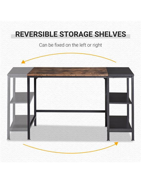 HOMCOM Computer Desk, Home Office Desk for Study, Writing with 2 Storage Shelves on Left or Right, Steel Frame, 120x60x76cm - pic 7632 | FastDaddyshop