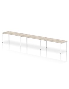 Dynamic Impulse Bench Single Row 3 Person 1800 White Frame Office Bench Desk Grey Oak IB00467