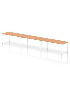 Dynamic Impulse Bench Single Row 3 Person 1800 White Frame Office Bench Desk Oak IB00469
