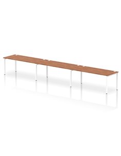 Dynamic Impulse Bench Single Row 3 Person 1800 White Frame Office Bench Desk Walnut IB00470
