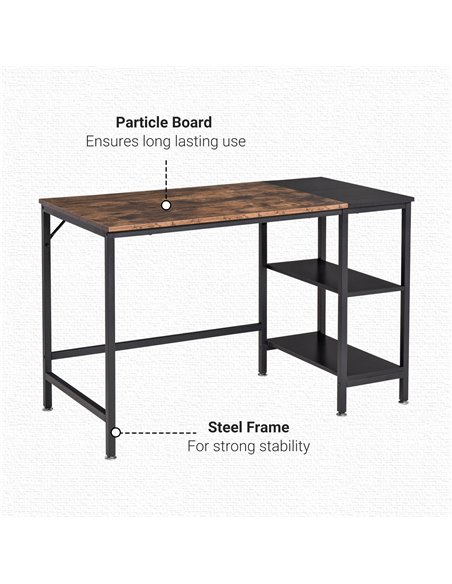 HOMCOM Computer Desk, Home Office Desk for Study, Writing with 2 Storage Shelves on Left or Right, Steel Frame, 120x60x76cm - pic 7634 | FastDaddyshop