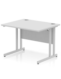 Dynamic Impulse 1000 x 800mm Straight Office Desk White Top Silver Cantilever Leg MI000304
