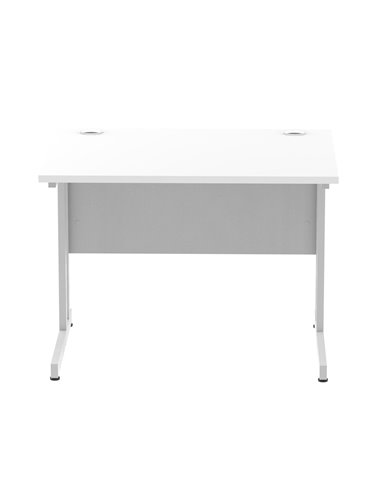 Dynamic Impulse 1000 x 800mm Straight Office Desk White Top Silver Cantilever Leg MI000304