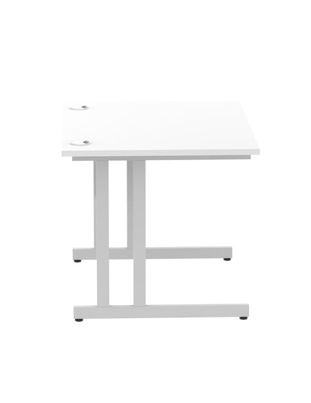 Dynamic Impulse 1000 x 800mm Straight Office Desk White Top Silver Cantilever Leg MI000304 - pic 76349 | FastDaddyshop