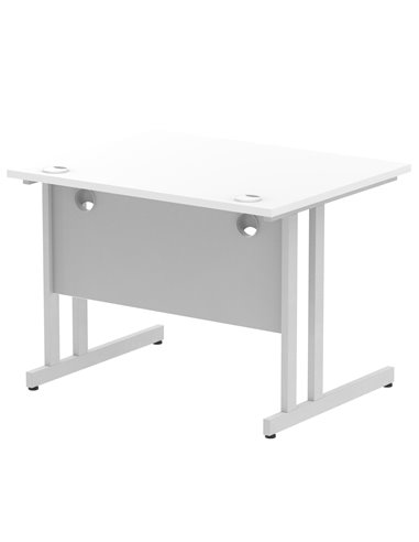 Dynamic Impulse 1000 x 800mm Straight Office Desk White Top Silver Cantilever Leg MI000304
