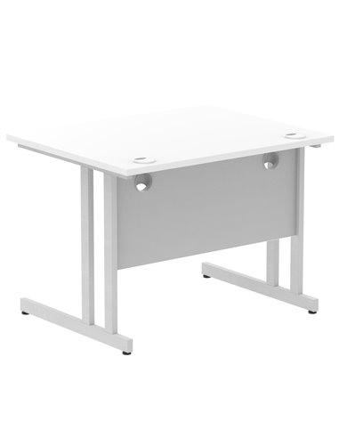 Dynamic Impulse 1000 x 800mm Straight Office Desk White Top Silver Cantilever Leg MI000304