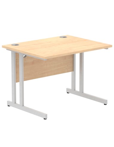 Dynamic Impulse 1000 x 800mm Straight Office Desk Maple Top Silver Cantilever Leg MI000348