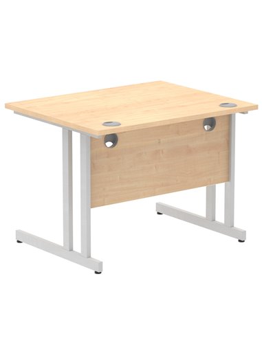Dynamic Impulse 1000 x 800mm Straight Office Desk Maple Top Silver Cantilever Leg MI000348