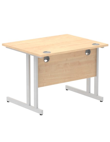 Dynamic Impulse 1000 x 800mm Straight Office Desk Maple Top Silver Cantilever Leg MI000348 - pic 76360 | FastDaddyshop