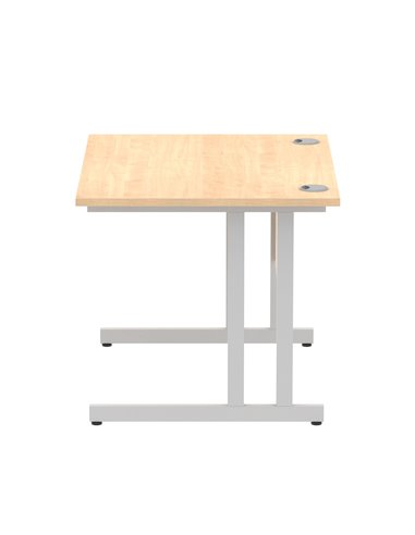 Dynamic Impulse 1000 x 800mm Straight Office Desk Maple Top Silver Cantilever Leg MI000348
