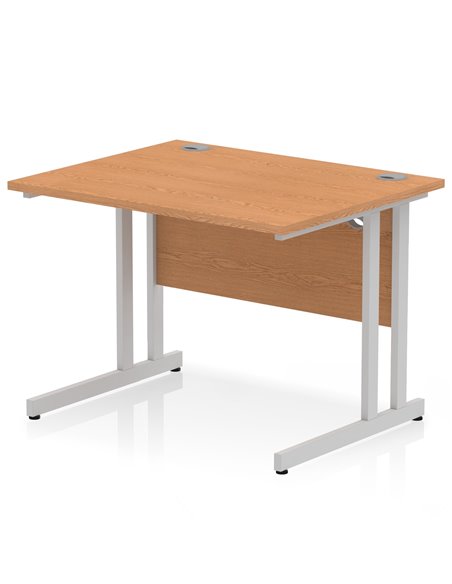 Dynamic Impulse 1000 x 800mm Straight Office Desk Oak Top Silver Cantilever Leg MI000805 - pic 76365 | FastDaddyshop