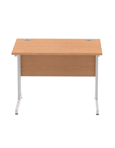 Dynamic Impulse 1000 x 800mm Straight Office Desk Oak Top Silver Cantilever Leg MI000805