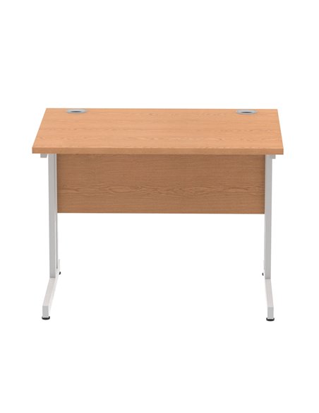 Dynamic Impulse 1000 x 800mm Straight Office Desk Oak Top Silver Cantilever Leg MI000805 - pic 76366 | FastDaddyshop