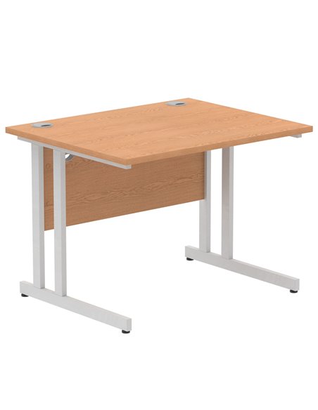 Dynamic Impulse 1000 x 800mm Straight Office Desk Oak Top Silver Cantilever Leg MI000805 - pic 76367 | FastDaddyshop